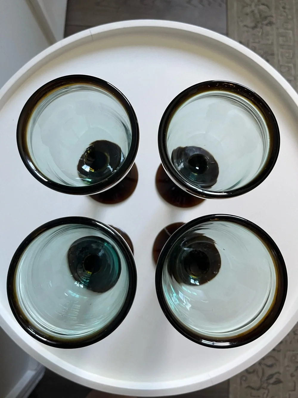 Set of 4 KALALOU Amber Rim Wine Glass Hand Blown in Colombia